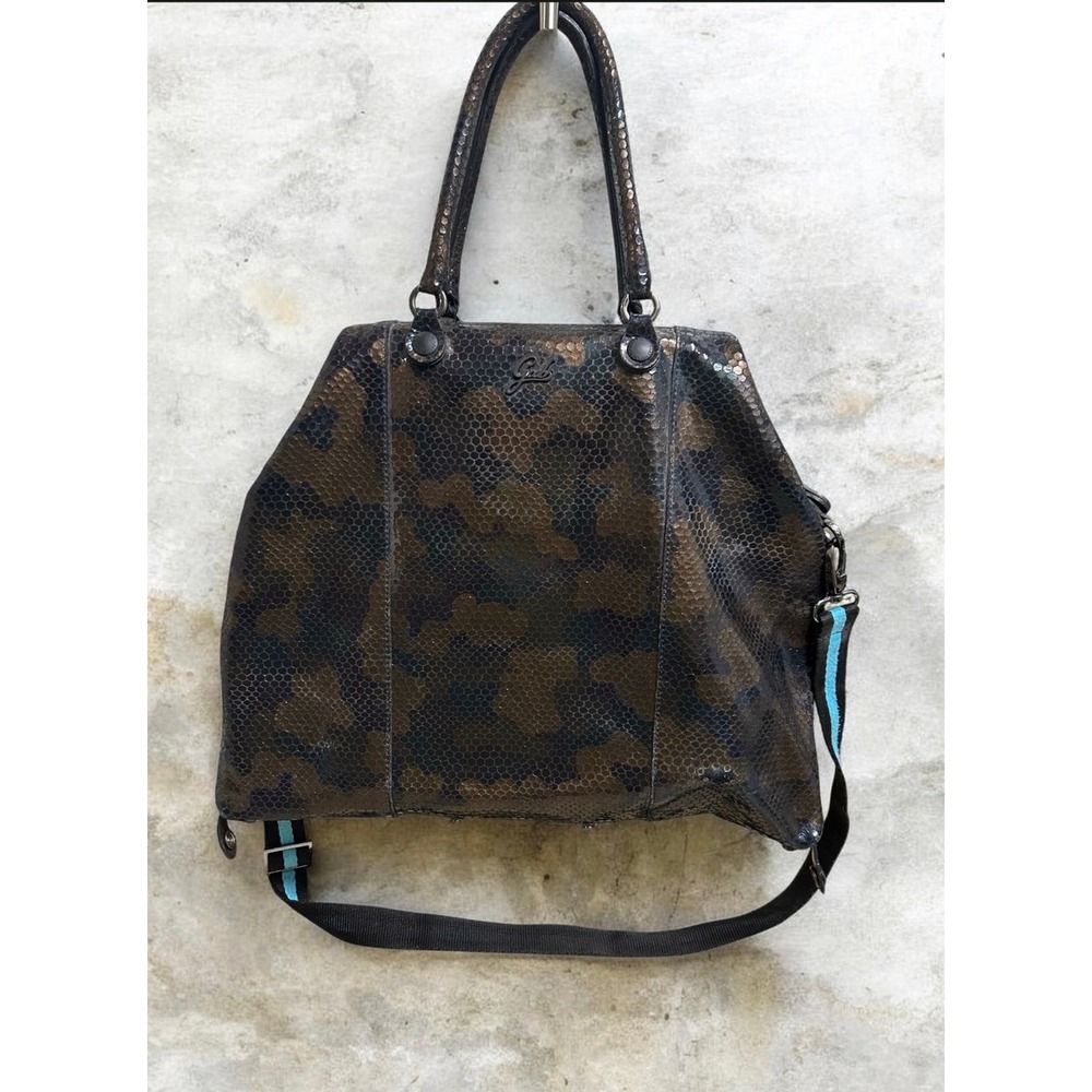 Gabs G3 Plus Convertible Camo Python-Effect Leather Tote Shoulder Crossbody Bag